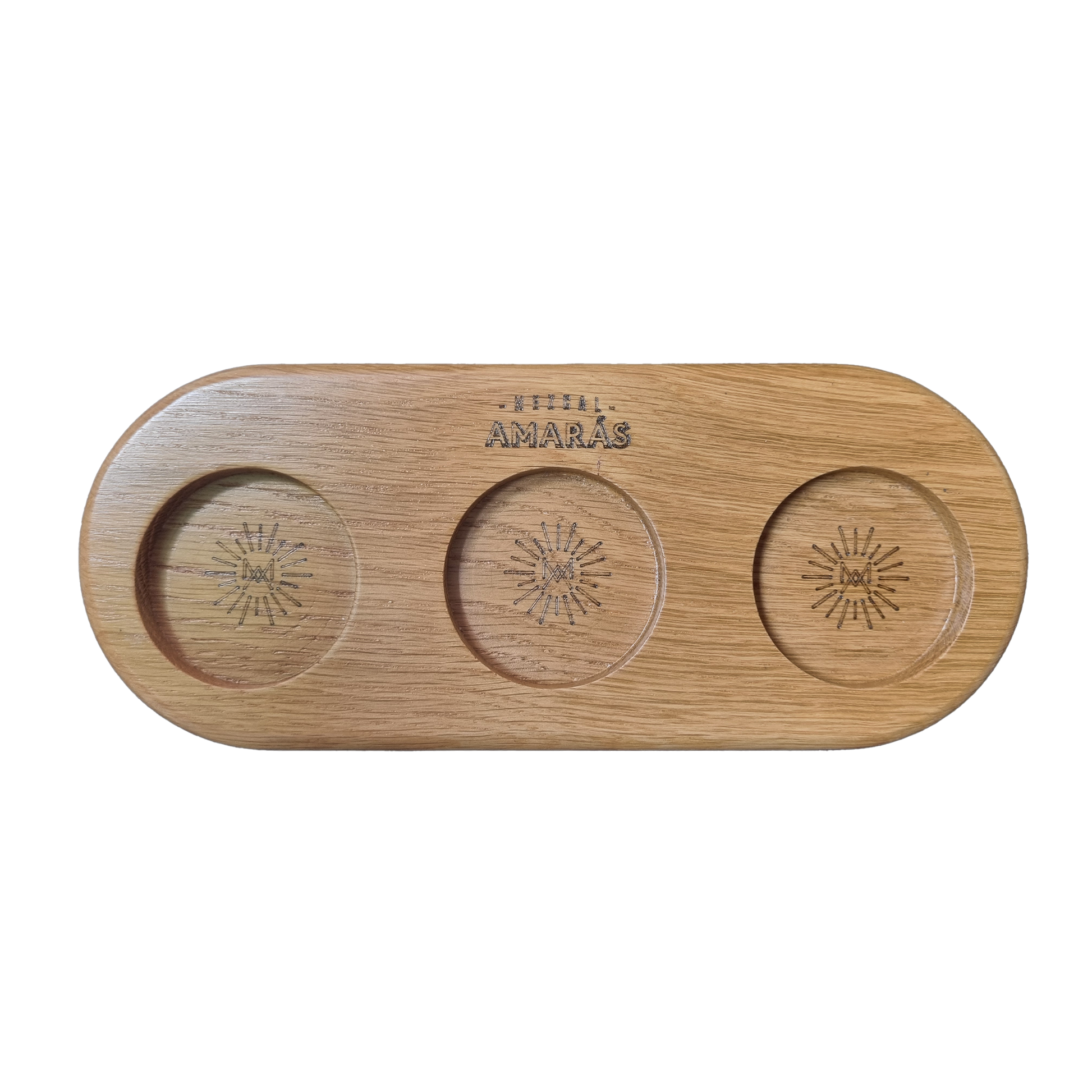 Mezcal Amaras Flight Tray With Three Copitas